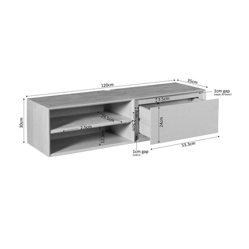STARFURN TV-meubel Zwevend tv meubel Ambiance Taupe 120 cm 120x30x35 cm-TV-meubels-Starfurn