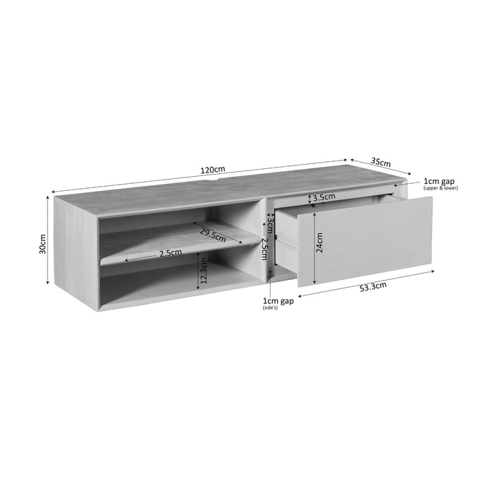 STARFURN TV-meubel Zwevend tv meubel Ambiance Zwart 120 cm 120x30x35 cm