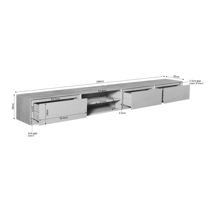 STARFURN TV-meubel Zwevend tv meubel Ambiance Zwart 240 cm 240x30x35 cm