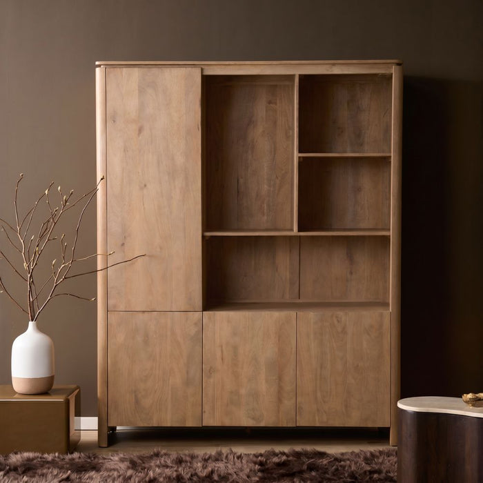 STARFURN Vakkenkast XL Dallas Naturel Mangohout 160 cm-Opbergkasten-Starfurn