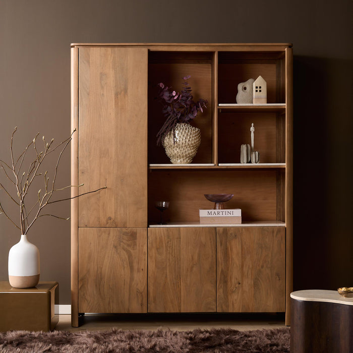 STARFURN Vakkenkast XL Dallas Naturel Mangohout 160 cm-Opbergkasten-Starfurn