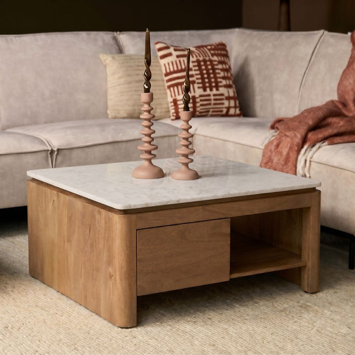 STARFURN Vierkante Salontafel Dallas Naturel Mangohout 80 cm-Salontafels-Starfurn