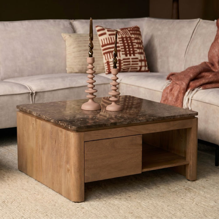 STARFURN Vierkante Salontafel Dallas Naturel Mangohout 80 cm-Salontafels-Starfurn