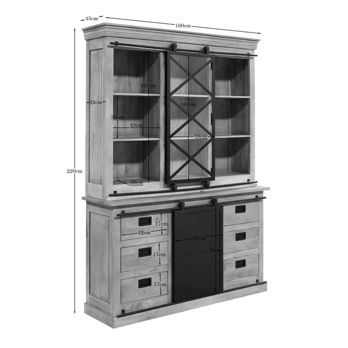 STARFURN Vitrinekast Fresno 160 cm 160x45x220 cm-Vitrinekasten-Starfurn
