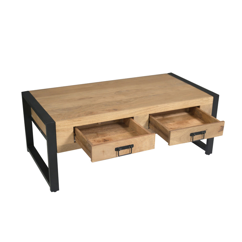 Salontafel Britt Mangohout Naturel 120x60 Twee Lades-Salontafels-Starfurn