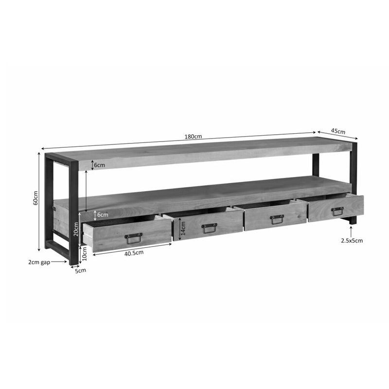 TV-meubel Britt Mangohout Naturel 180cm-TV-meubels-Starfurn