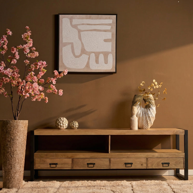 TV-meubel Britt Mangohout Naturel 220cm-TV-meubels-Starfurn
