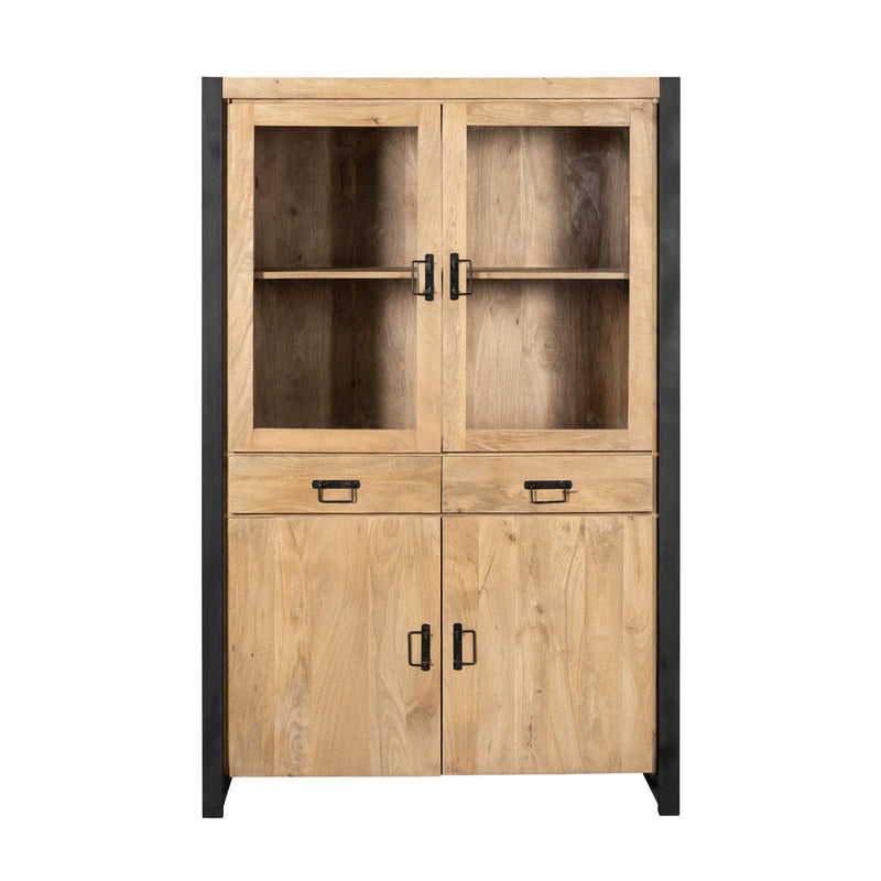 Vitrinekast Britt Mangohout Naturel 115cm-Vitrinekasten-Starfurn