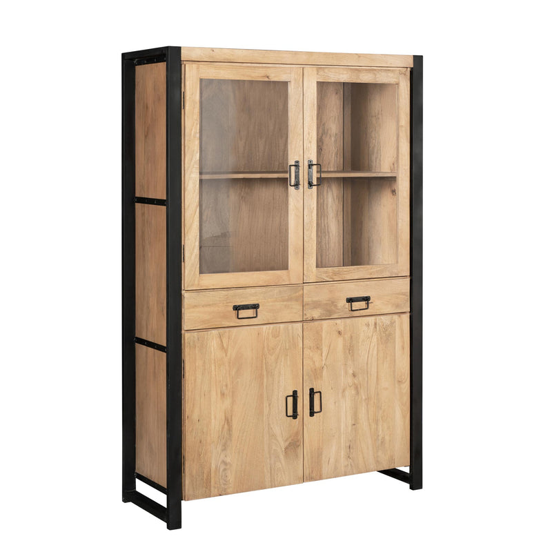 Vitrinekast Britt Mangohout Naturel 115cm-Vitrinekasten-Starfurn