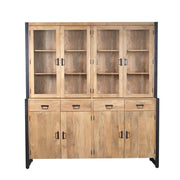 Vitrinekast Britt XXL Mangohout Naturel 200cm-Vitrinekasten-Starfurn