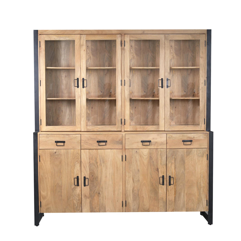 Vitrinekast Britt XXL Mangohout Naturel 200cm-Vitrinekasten-Starfurn