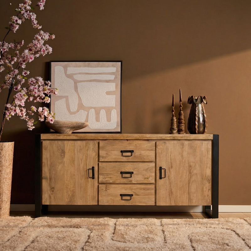 Dressoir Britt Mangohout Naturel 160cm-Dressoirs-Starfurn