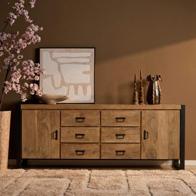 Dressoir Britt Mangohout Naturel 200cm-Dressoirs-Starfurn
