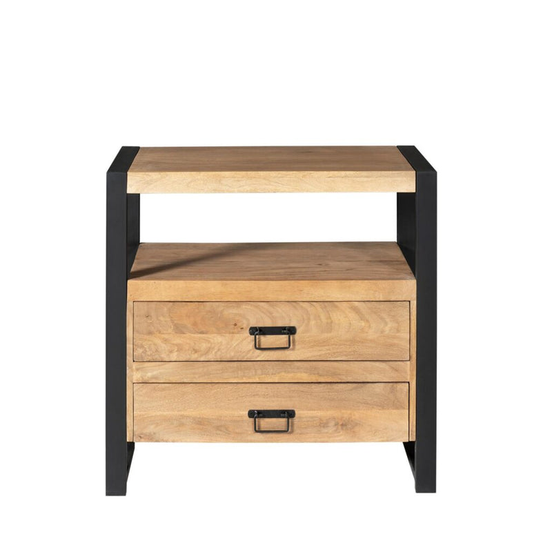 Ladenkast Britt Mangohout Naturel 80cm Twee Lades-Ladenkasten-Starfurn