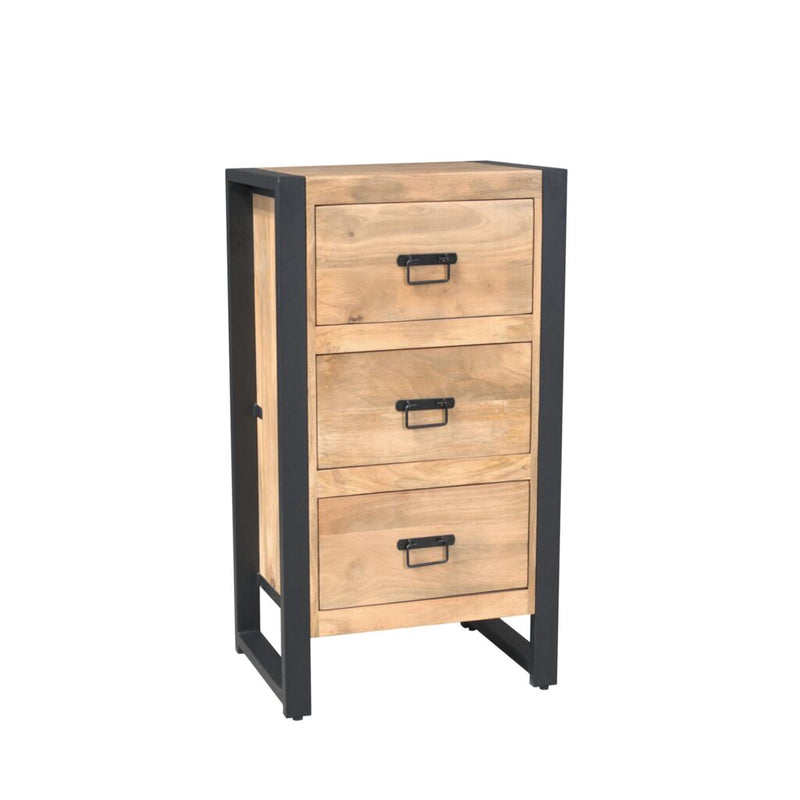 Halkast Britt Mangohout Naturel 55cm Drie Lades-Opbergkasten-Starfurn