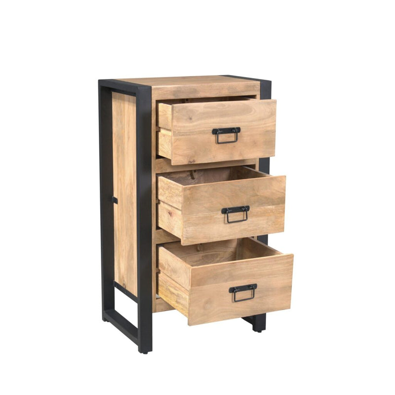 Halkast Britt Mangohout Naturel 55cm Drie Lades-Opbergkasten-Starfurn