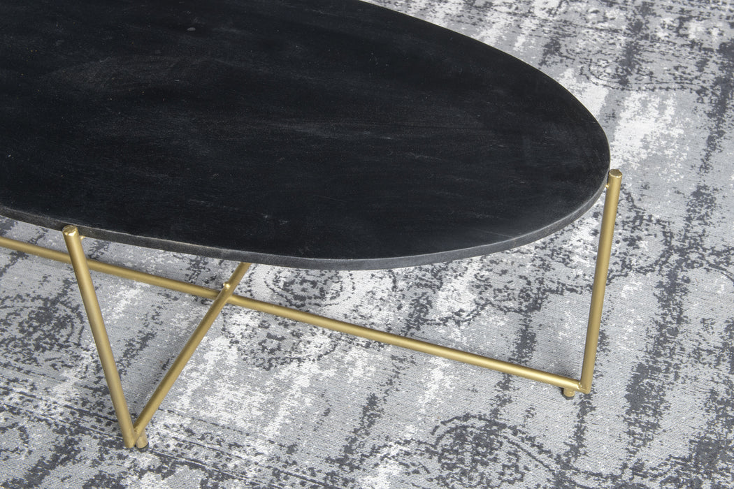 Salontafel Anthony black/brass Mangohout Zwart 110x40 cm-Salontafels-Livingfurn