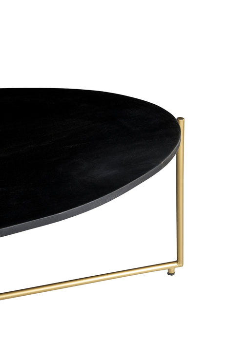 Salontafel Anthony black/brass Mangohout Zwart 110x40 cm-Salontafels-Livingfurn