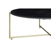 Salontafel Anthony black/brass Mangohout Zwart 110x40 cm-Salontafels-Livingfurn