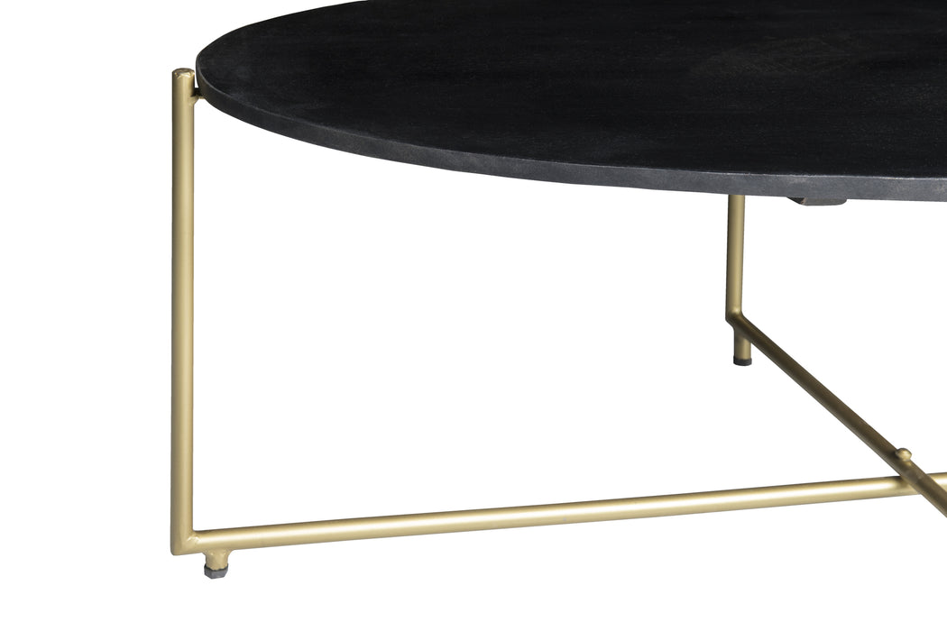 Salontafel Anthony black/brass Mangohout Zwart 110x40 cm-Salontafels-Livingfurn
