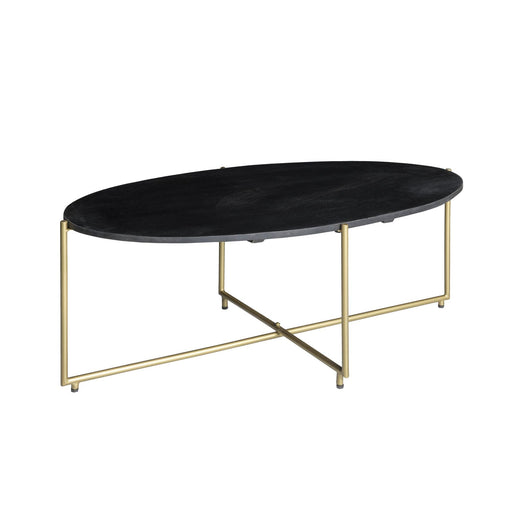 Salontafel Anthony black/brass Mangohout Zwart 110x40 cm-Salontafels-Livingfurn