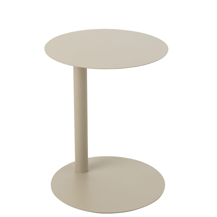 Salontafel Beige Metaal Rond 40 cm 40x40x50 cm-Bijzettafels-J-Line