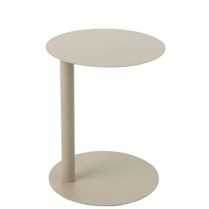 Salontafel Beige Metaal Rond 40 cm 40x40x50 cm-Bijzettafels-J-Line