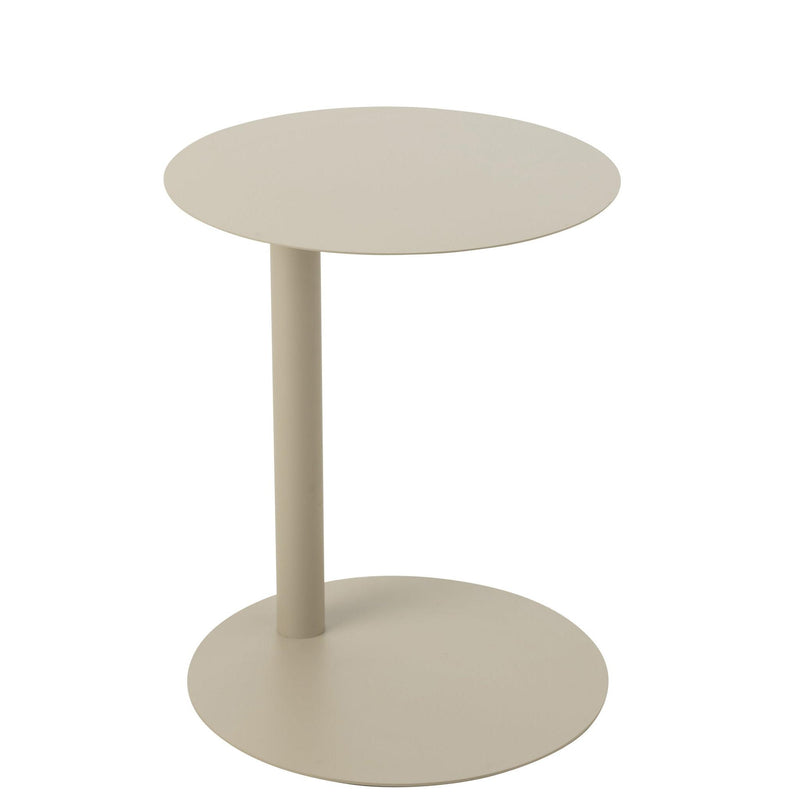 Salontafel Beige Metaal Rond 40 cm 40x40x50 cm-Bijzettafels-J-Line