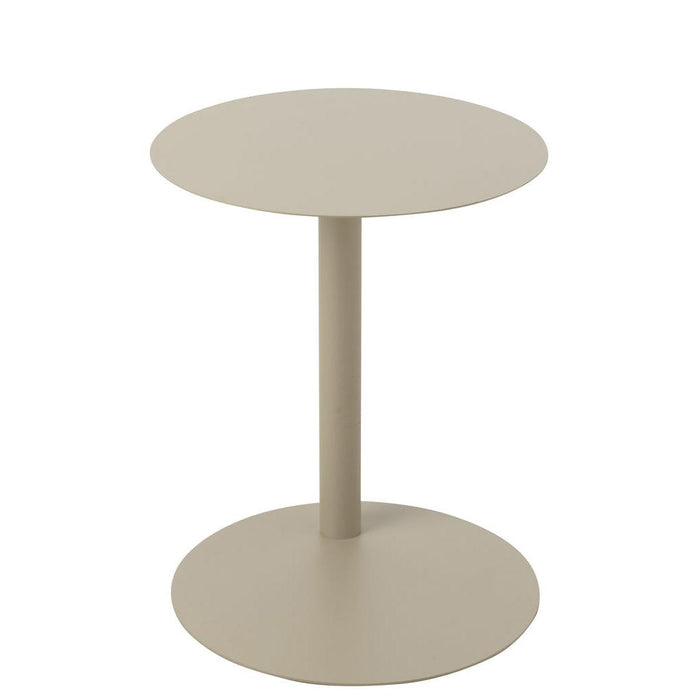 Salontafel Beige Metaal Rond 40 cm-Bijzettafels-J-Line