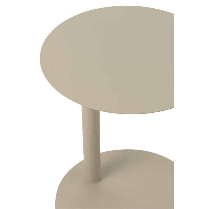 Salontafel Beige Metaal Rond 40 cm-Bijzettafels-J-Line