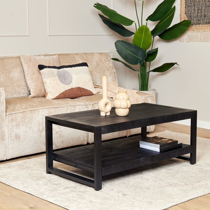Salontafel Boaz Black met onderblad | 110 cm-Salontafels-Starfurn