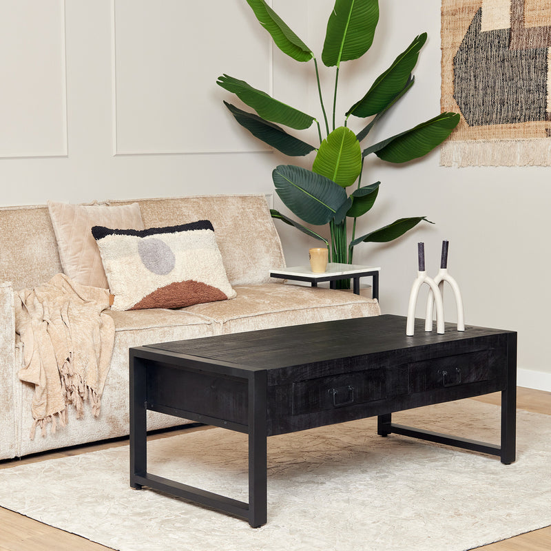 Salontafel Boaz Zwart met 2 lades 120 cm 120x60x45 cm-Salontafels-Starfurn