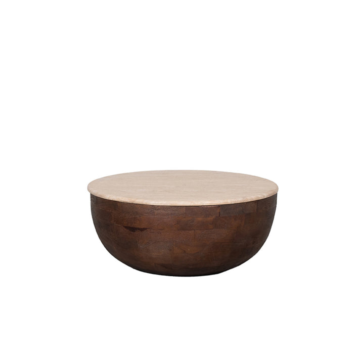 Salontafel Bowl Espresso Travertin 70 cm Rond 70x70x30 cm-Salontafels-LABEL51