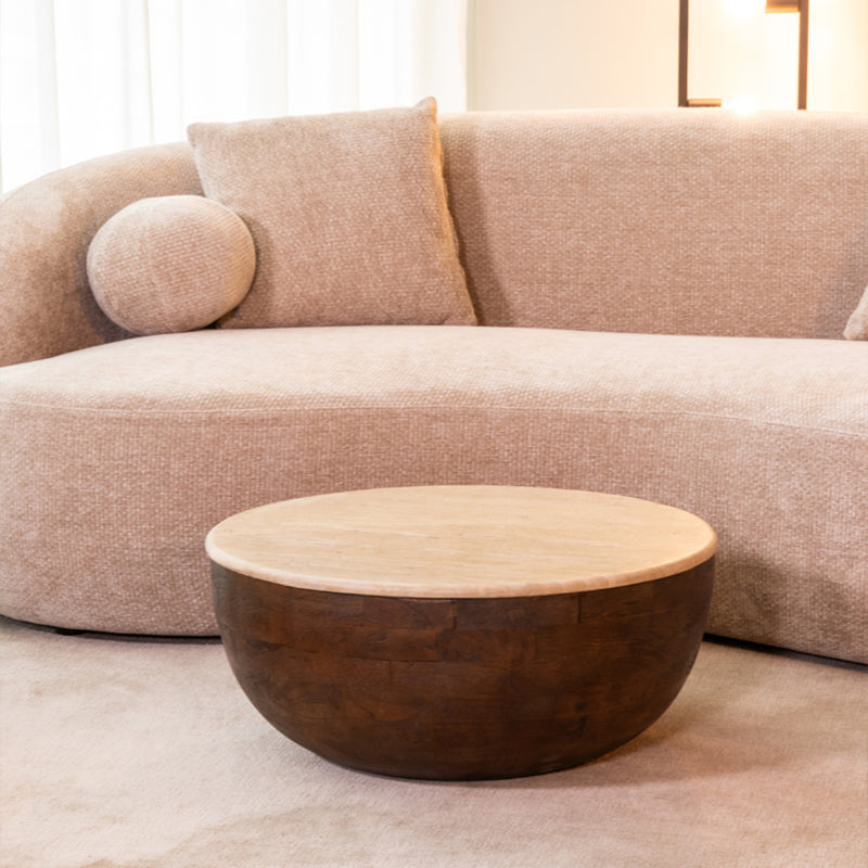 Salontafel Bowl Espresso Travertin 70 cm Rond 70x70x30 cm-Salontafels-LABEL51