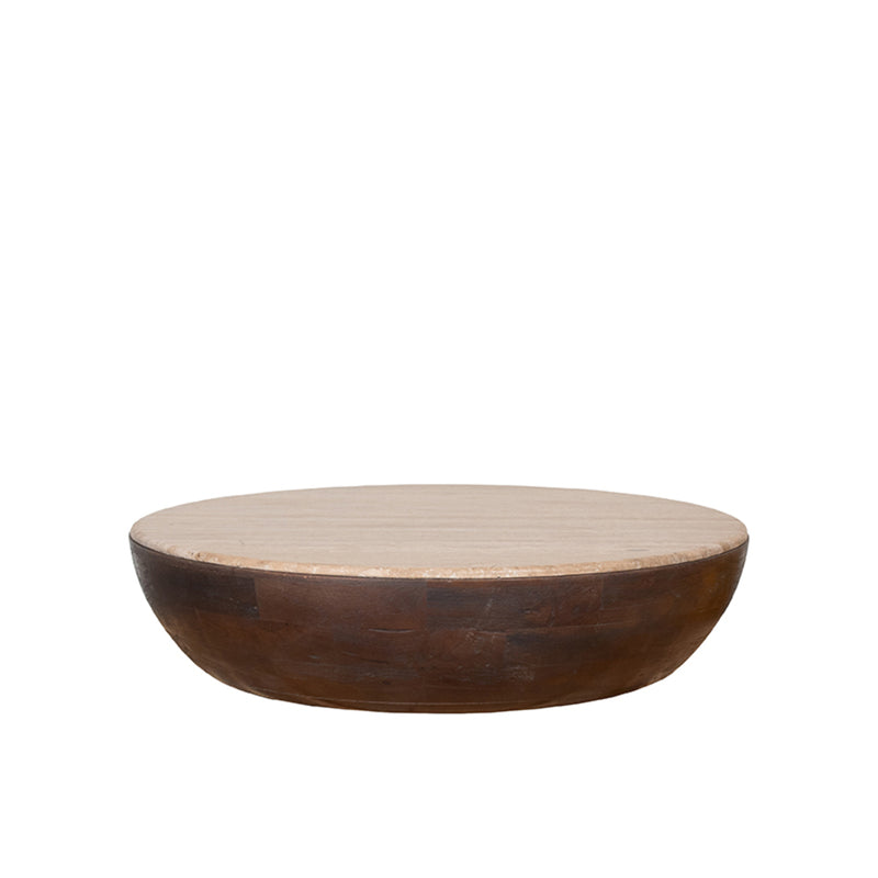 Salontafel Bowl Espresso Travertin 90 cm Rond 90x90x25 cm-Salontafels-LABEL51