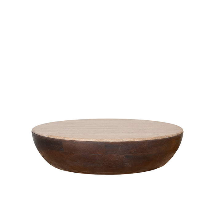 Salontafel Bowl Espresso Travertin 90 cm Rond 90x90x25 cm-Salontafels-LABEL51
