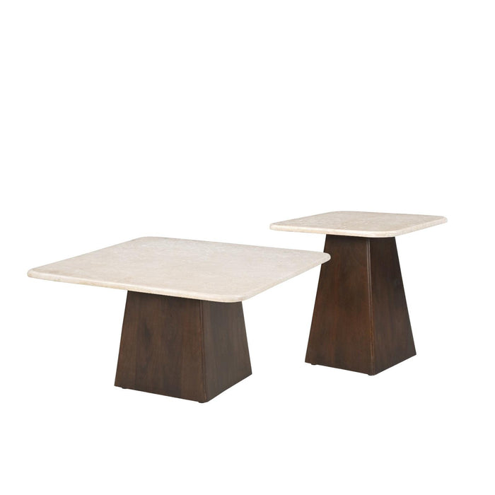Salontafel Brix Bottecino Mangohout Crème wit 75 cm 75x75x32 cm-Salontafels-Livingfurn