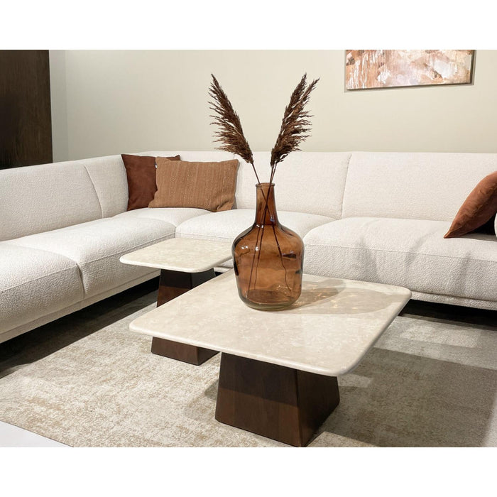 Salontafel Brix Bottecino Mangohout Crème wit 75 cm 75x75x32 cm-Salontafels-Livingfurn