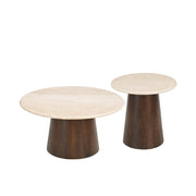 Salontafel Brix Bottecino rond Mangohout Crème wit 45 cm-Salontafels-Livingfurn