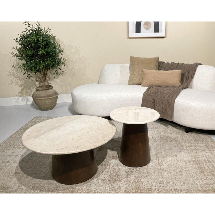 Salontafel Brix Bottecino rond Mangohout Crème wit 75 cm-Salontafels-Livingfurn