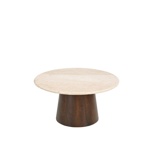 Salontafel Brix Bottecino rond Mangohout Crème wit 75 cm-Salontafels-Livingfurn