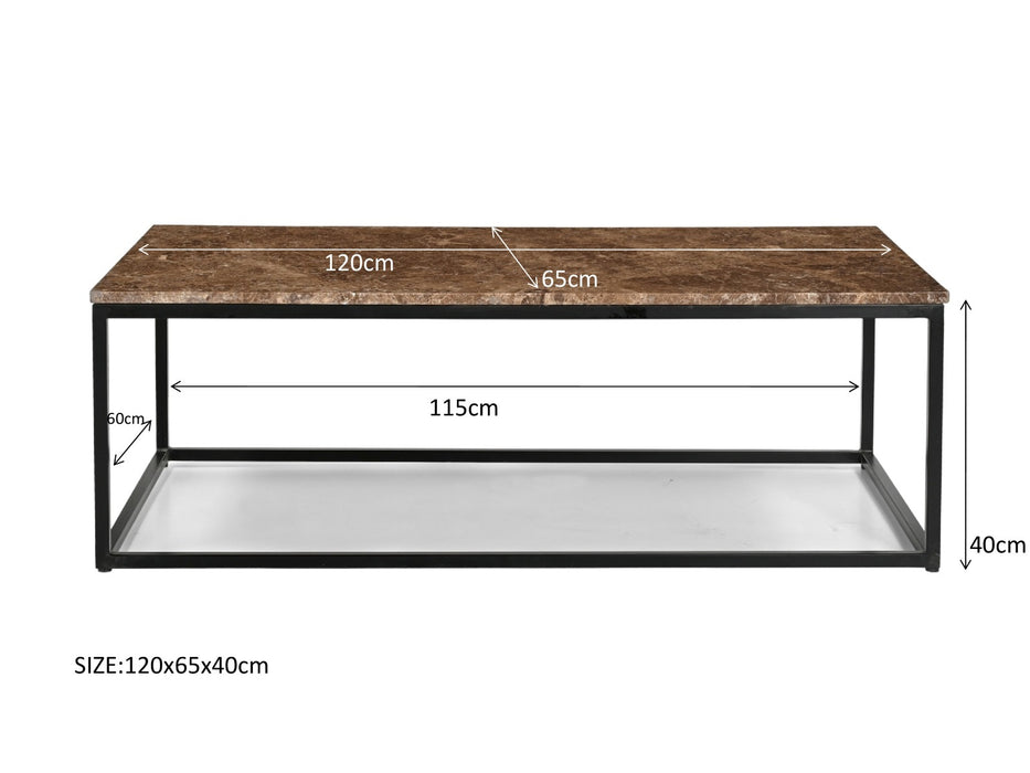 Salontafel Brix Dion Emperador Marmer Bruin 120x60 cm-Salontafels-Livingfurn