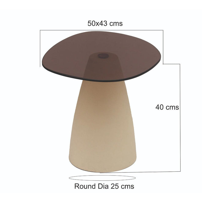 Salontafel Brix Salontafel Glas Beige 43 cm 43x50x40 cm-Salontafels-Livingfurn