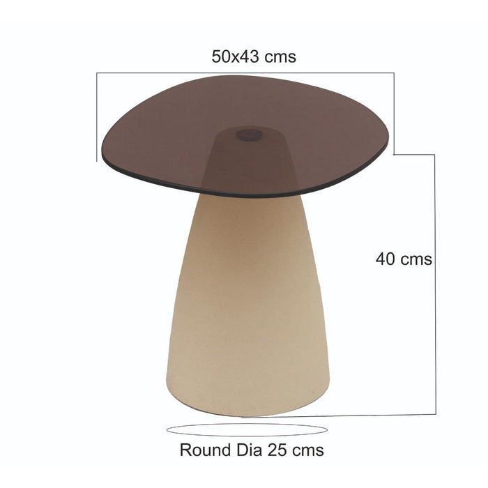 Salontafel Brix Salontafel Glas Beige 43 cm 43x50x40 cm-Salontafels-Livingfurn