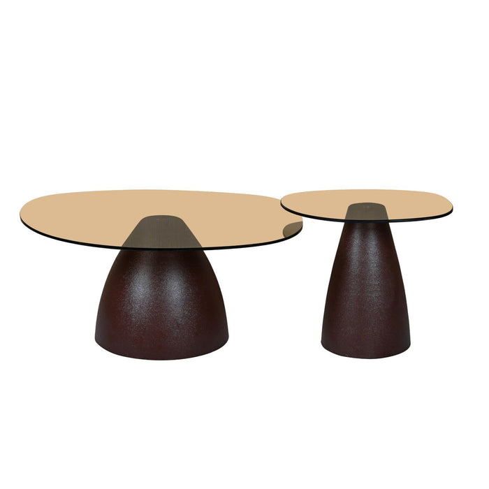 Salontafel Brix Salontafel Glas Bruin 76 cm 76x86x35 cm-Salontafels-Livingfurn