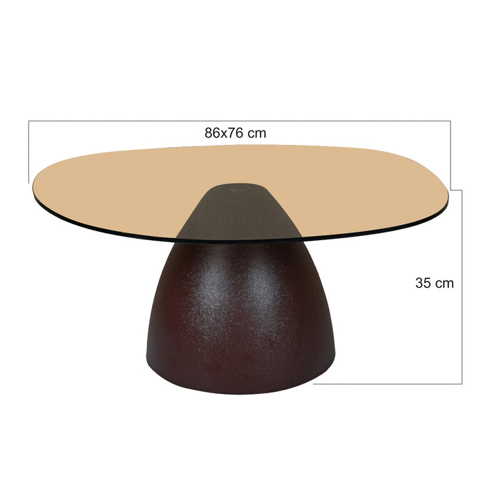 Salontafel Brix Salontafel Glas Bruin 76 cm 76x86x35 cm-Salontafels-Livingfurn