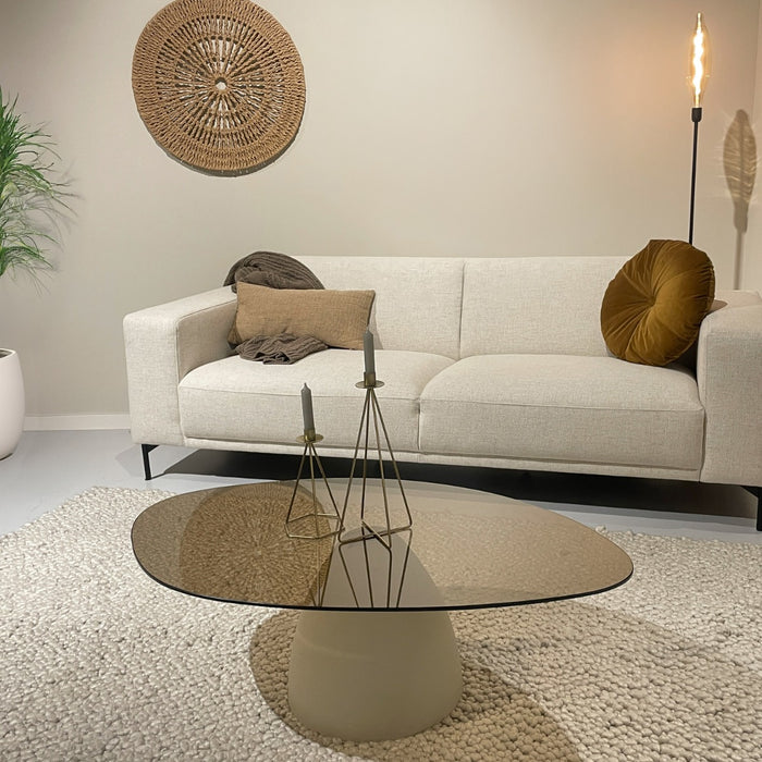 Salontafel Brix Salontafel Glas Crème wit 65x110 cm-Salontafels-Livingfurn