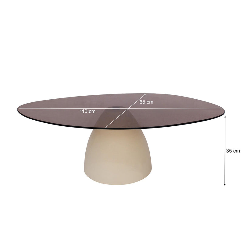 Salontafel Brix Salontafel Glas Crème wit 65x110 cm-Salontafels-Livingfurn