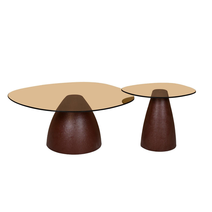 Salontafel Brix Salontafel Glas Rood 76 cm 76x86x35 cm-Salontafels-Livingfurn