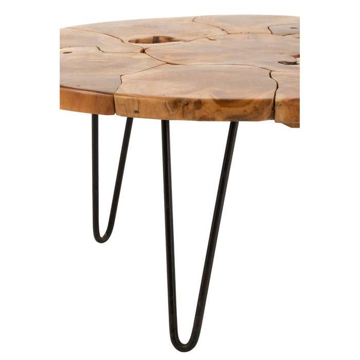 Salontafel Bruin Teakhout Rond 80 cm-Salontafels-J-Line